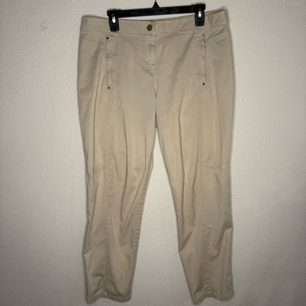Chico’s Cotton Blend Long Pants Casual Zip Pockets Women’s Size 12 (Chico’s 2)